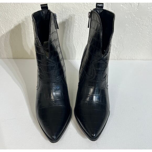 Jessica Simpson Hilrie Black Crocodile Leather Western Wedge Heel Boot 8 - Picture 6 of 9